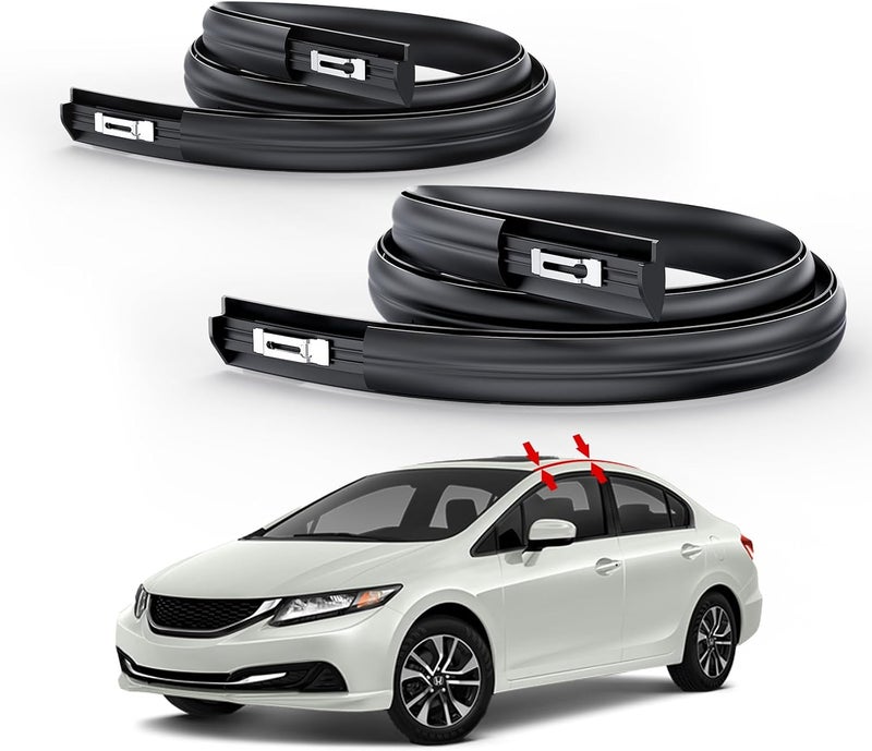 ItranMc Roof Drip Moulding Kit for 2012-2015 Honda Civic 4-Door Sedan, Black Rubber Weatherstrip Trim for Left & Right Side,Replace#74316TR0A01 74306TR0A01 - Image 1